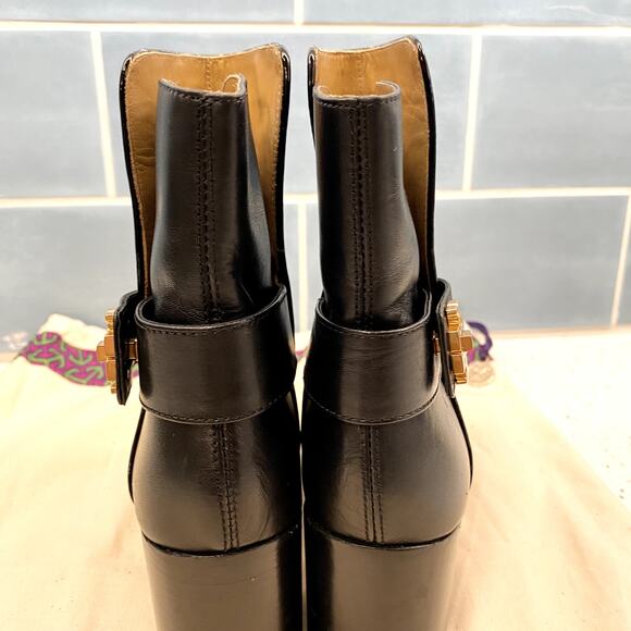 Tory Burch Kira 70MM Calf Leather Booties Boots 6 Black Block Heel With Dust Bag - Picture 12 of 16
